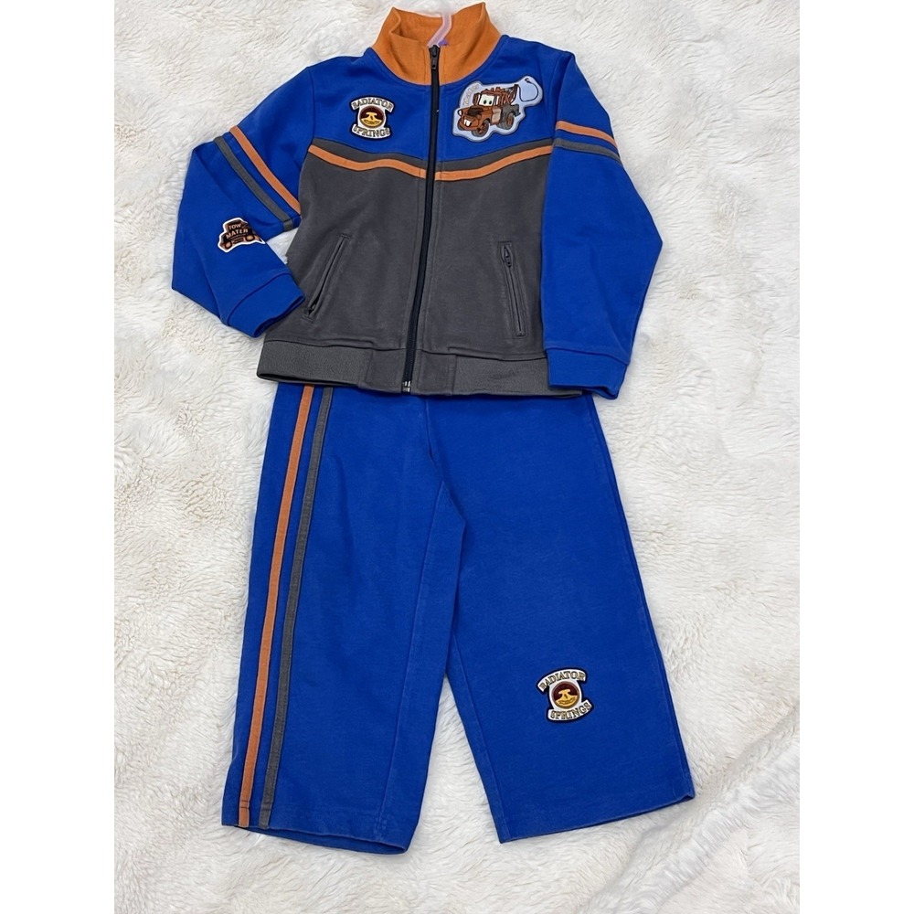 Disney Pixar Tow Mater Cars Jacket And Pant Sweat Sweater Track  Set Size 4t